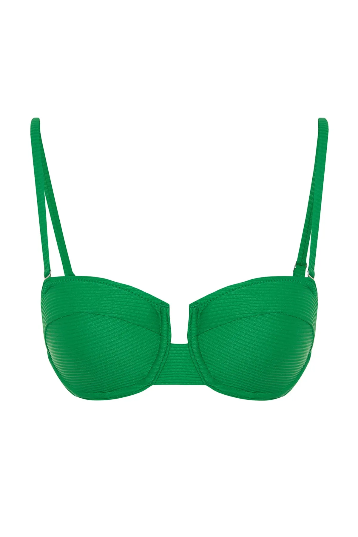 Trendyol Collection  Grünes strukturiertes Bügel-Bikinioberteil TBESS23BU00278