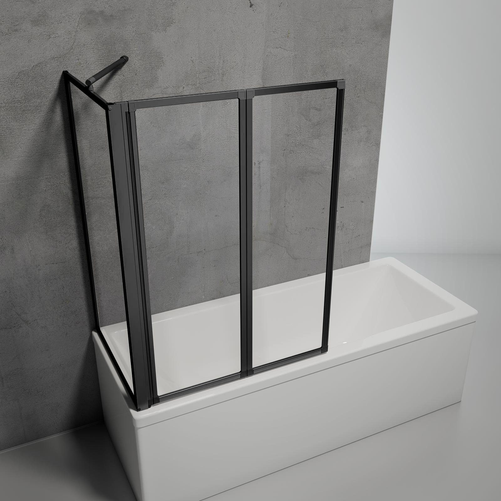 Schulte Badewannenaufsatz Smart BxH: 87 x 121 cm, 2-tlg. + Festelement, 3 mm Sicherheitsglas, zum Kleben - ohne Bohren in die Fliese, inkl. Klebe-Montage-Set