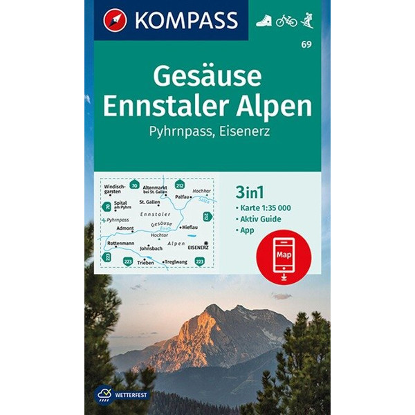 KOMPASS WANDERKARTE GESÄUSE, ENNSTALER ALPEN, PYHRNPASS
