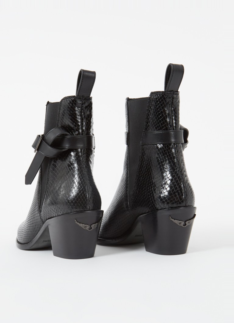 Ghete din piele cu imprimeu de șarpe Tyler Cecilia de la Zadig&Voltaire