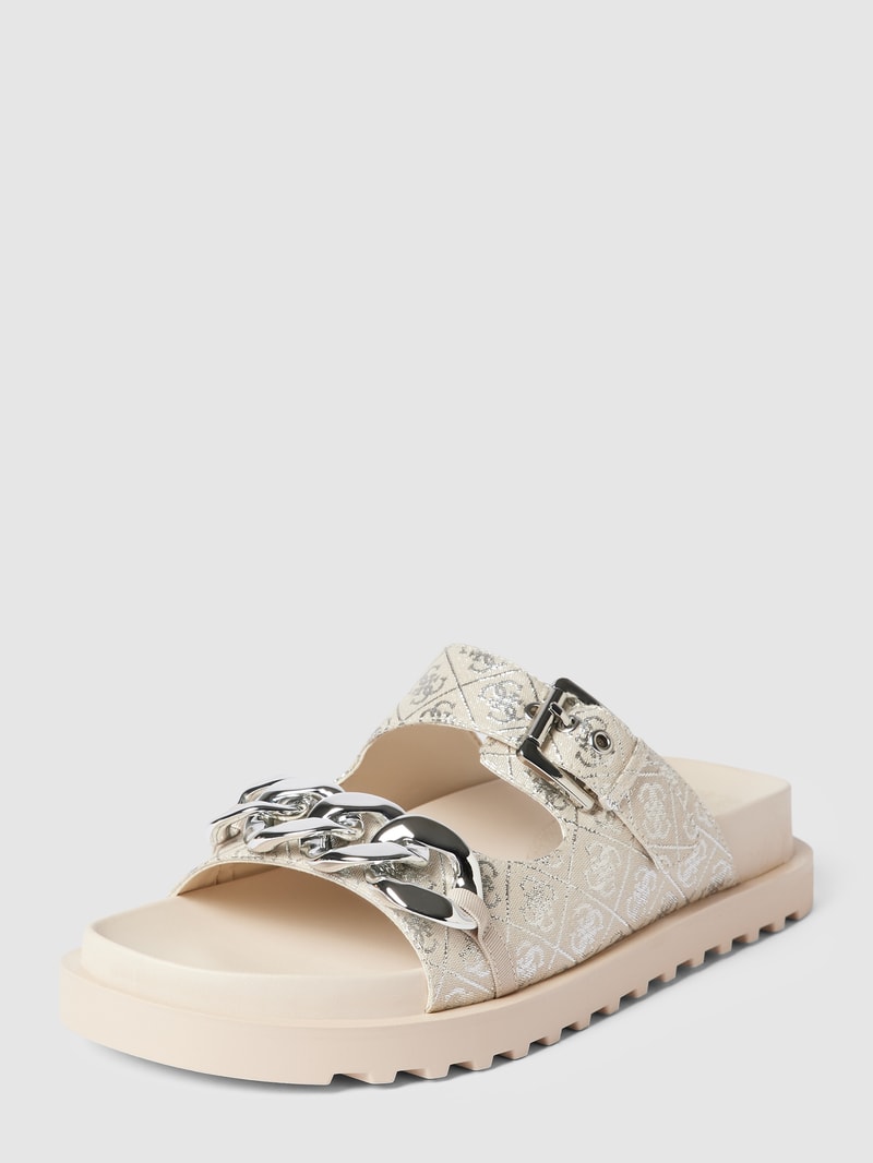 Pantoletten mit Zierkette Modell 'FATEMA' in beige