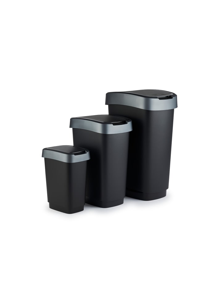 Rotho Twist Mülleimer mit Deckel 25l, Kunststoff (PP)  in Dunkelsilber günstig kaufen onesize