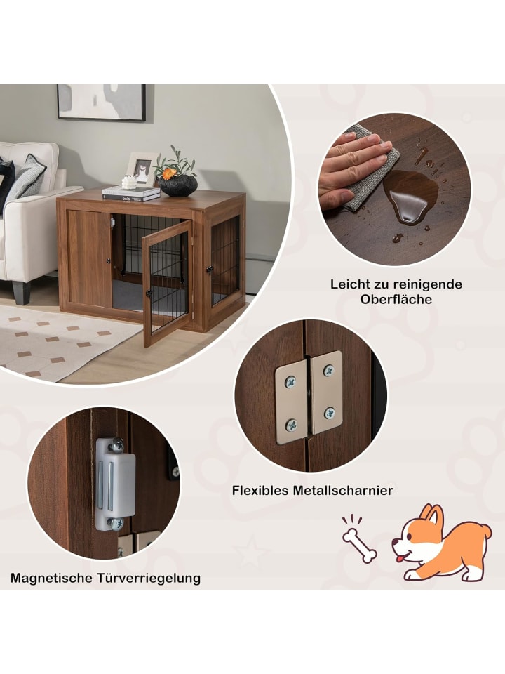 COSTWAY 2 in 1 Hundekäfig mit Kissen in Braun günstig kaufen onesize