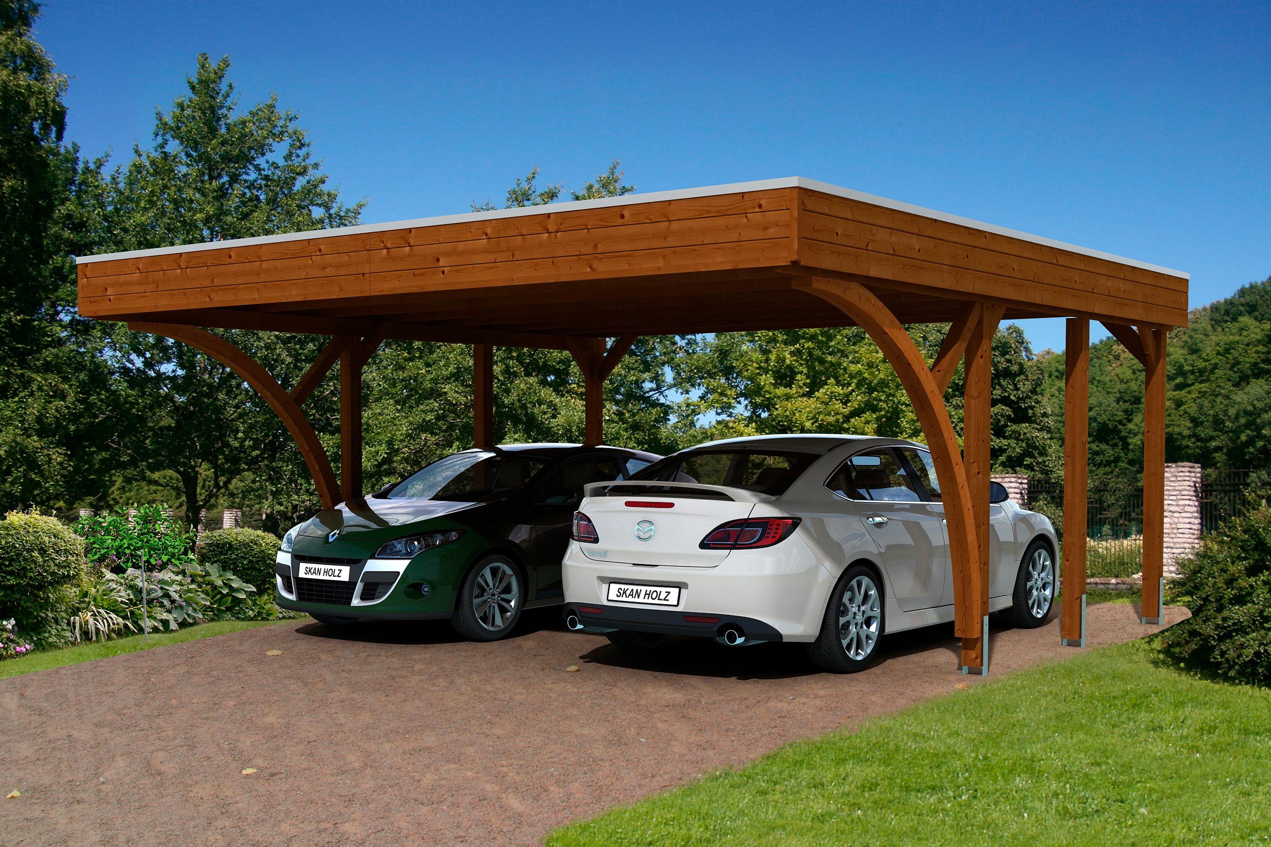 Skanholz Doppelcarport Friesland 8, BxT: 557x555 cm, 201 cm Einfahrtshöhe