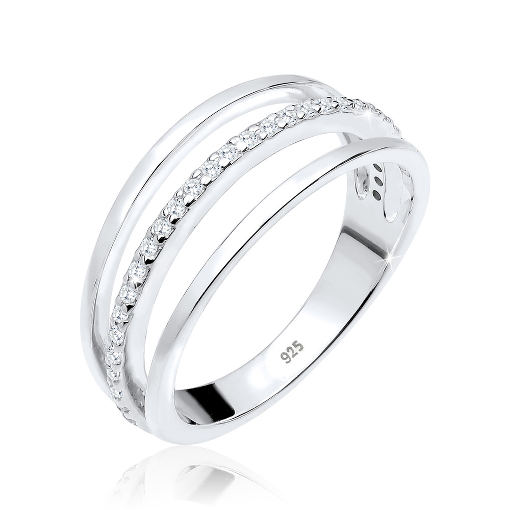 Elli Elli Bague Lagen Zirkonia 925er Sterling Silber Bague
