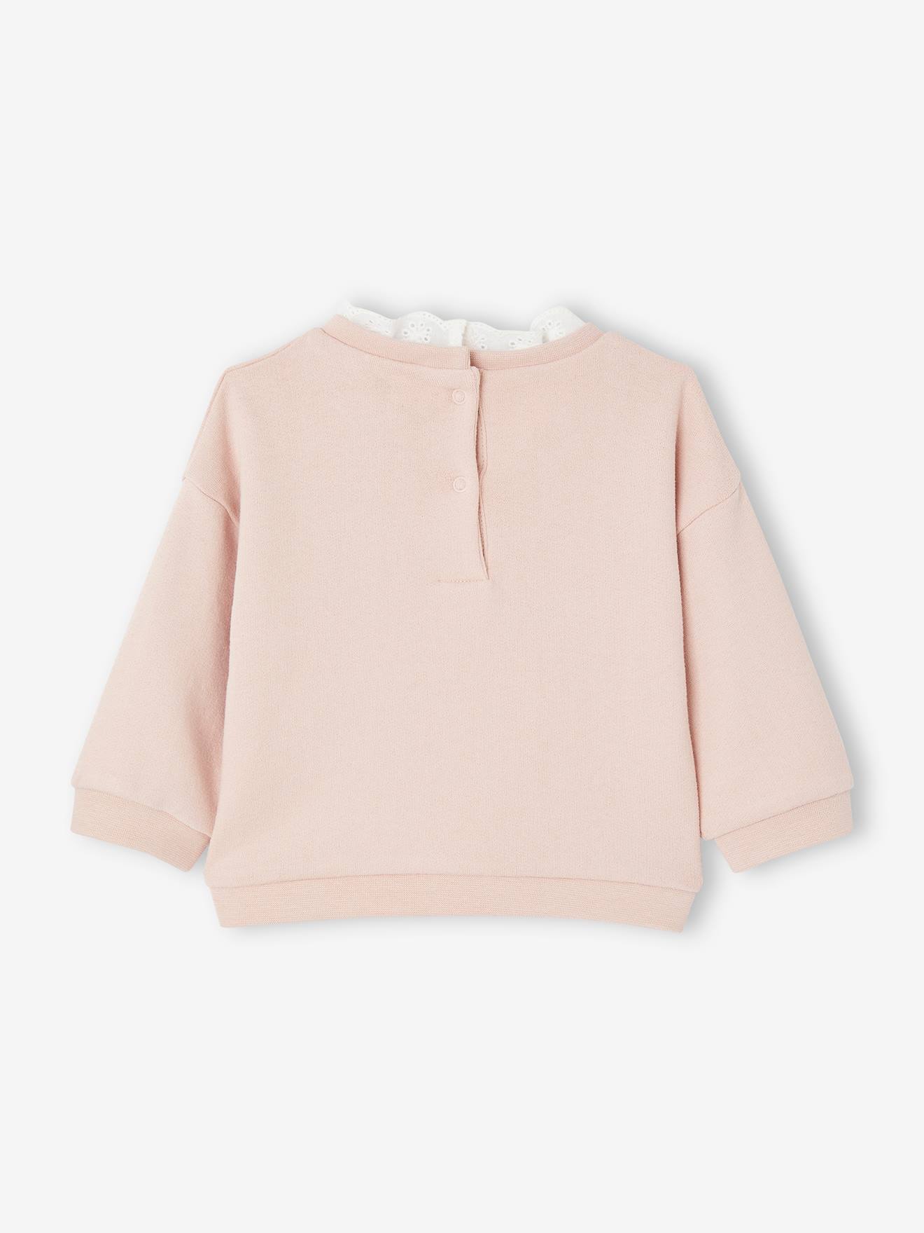 Vertbaudet Mädchen Baby Sweatshirt mit Kragen - pudrig rosa