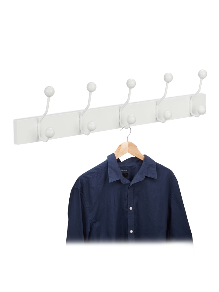 relaxdays Garderobenleiste in Weiß - (B)65 x (H)14 x (T)7 cm günstig kaufen onesize