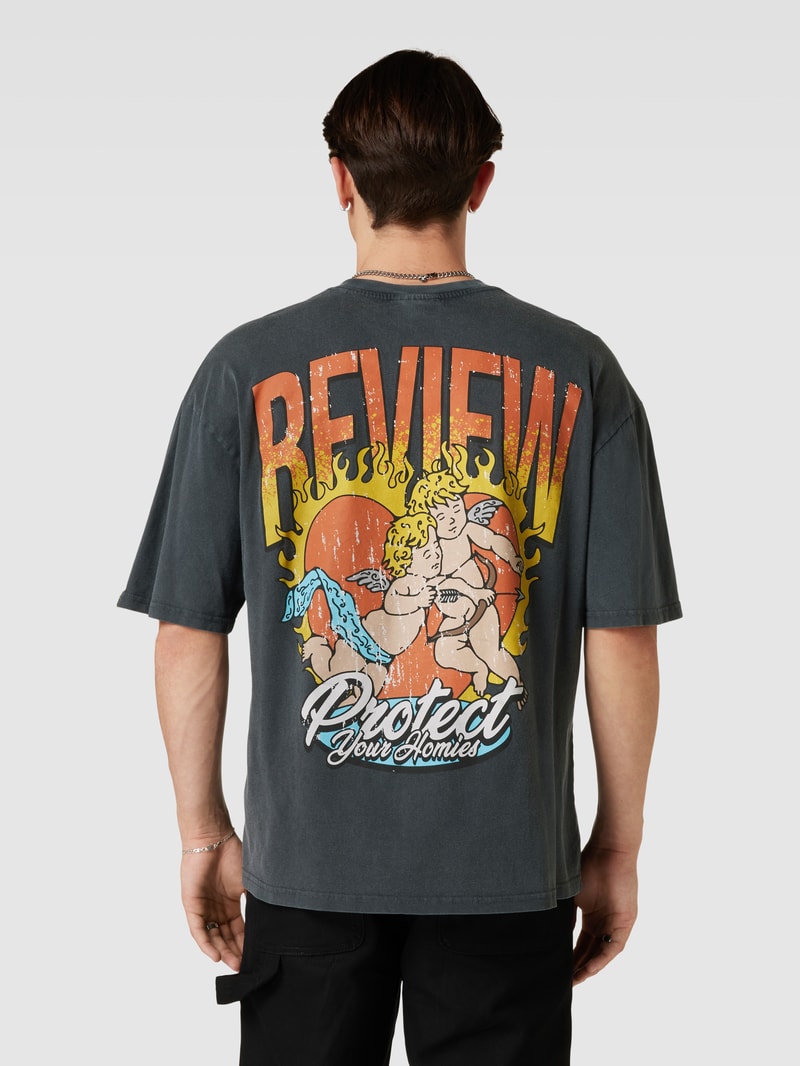 T-Shirt mit Label-Print in schwarz