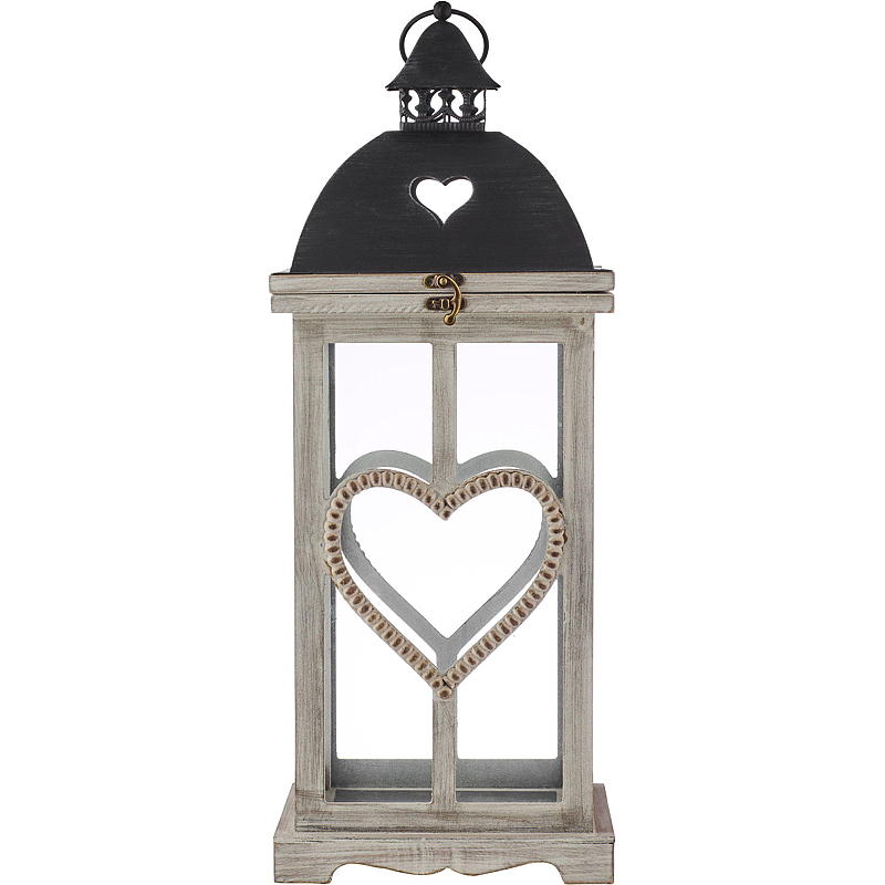 Home Lykt s/2 39/57 cm tre/metall hjerte