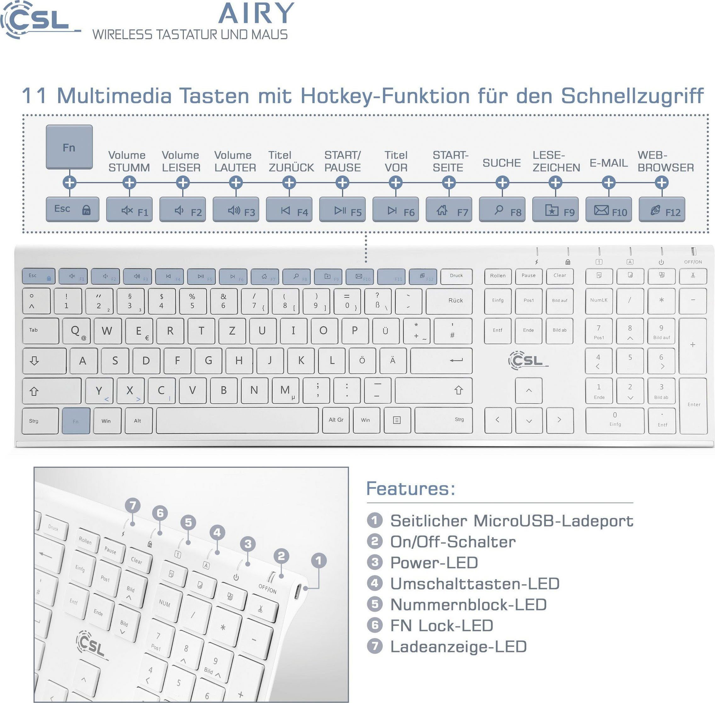 CSL AIRY Tastatur- und Maus-Set