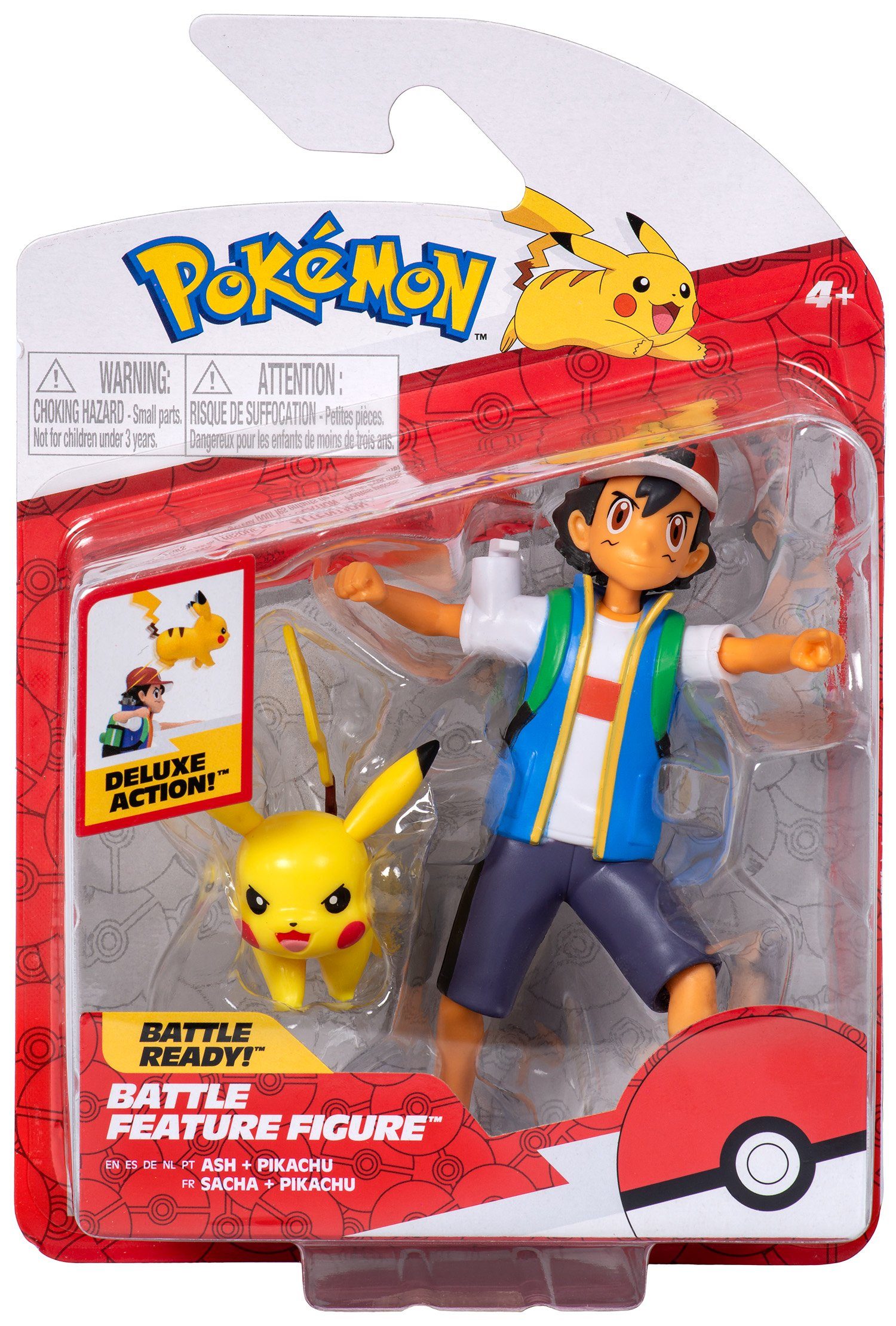 Jazwares Merchandise-Figur Pokémon - Battle Feature Figuren Pack - Ash & Pikachu, (Set, 2-tlg)