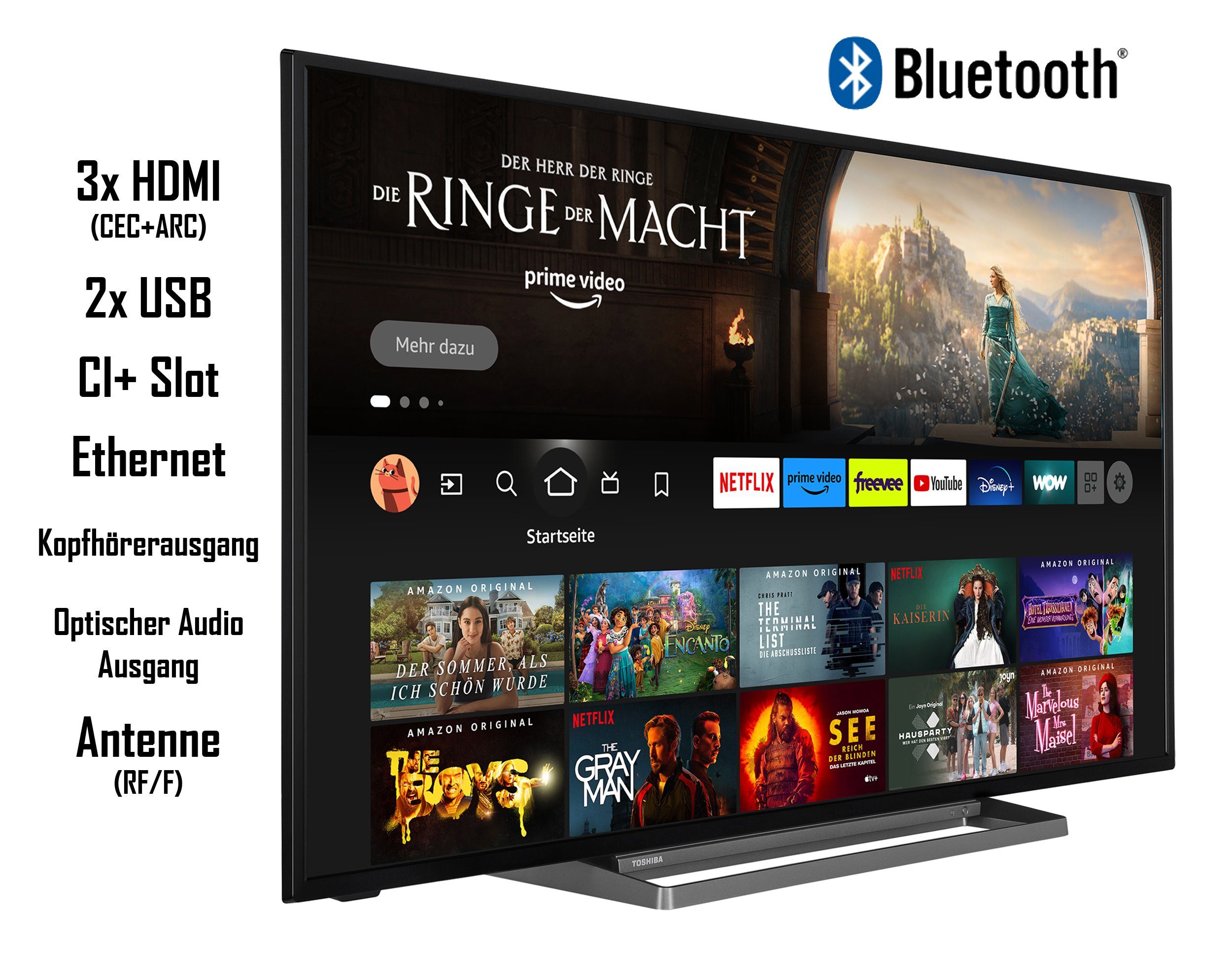 Toshiba 43UF3D63DA LCD-LED Fernseher (108 cm/43 Zoll, 4K Ultra HD, Fire TV, HDR Dolby Vision, Triple-Tuner, Alexa Sprachsteuerung, Sound by Onkyo)