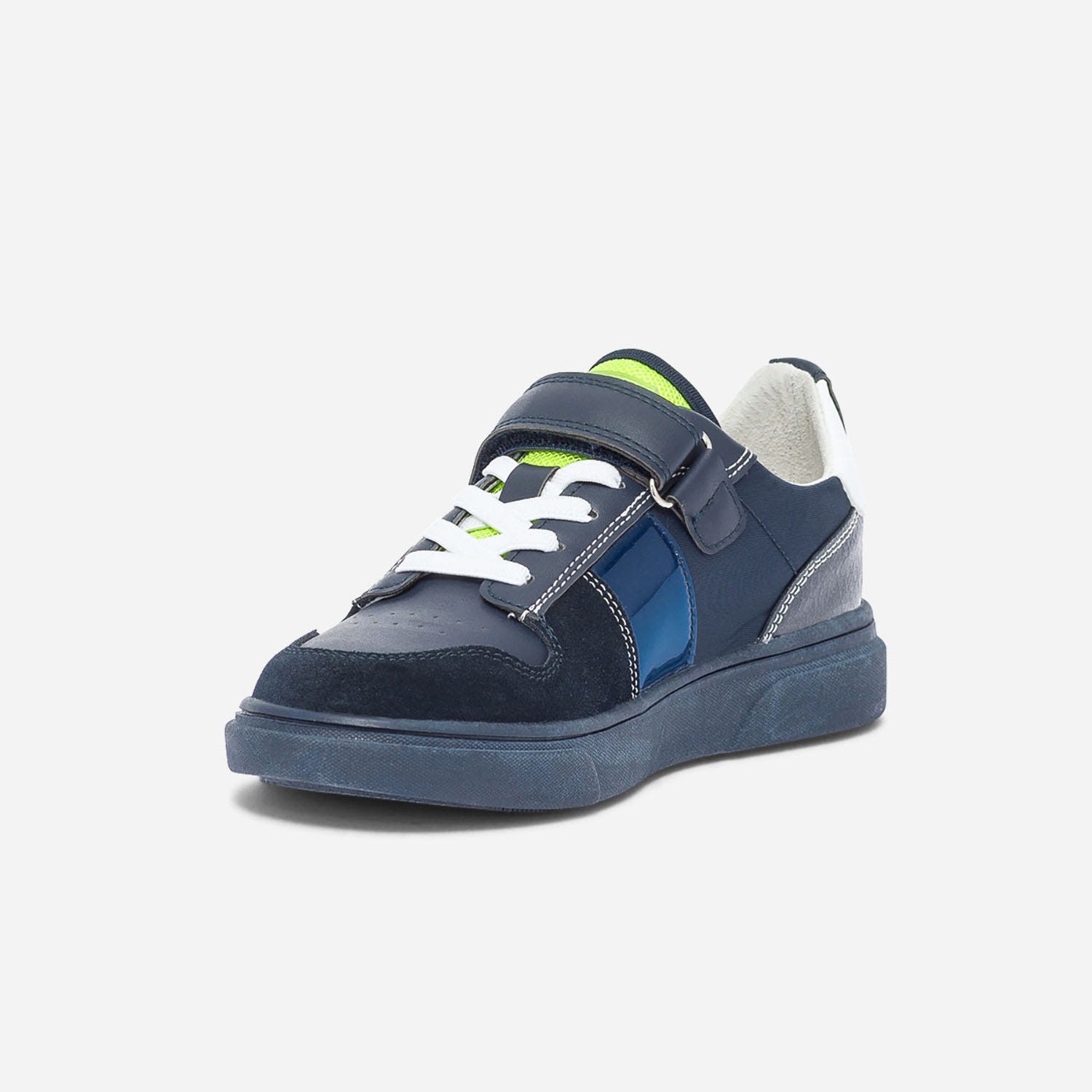 Tennis BUGGY bleu marine et jaune fluo