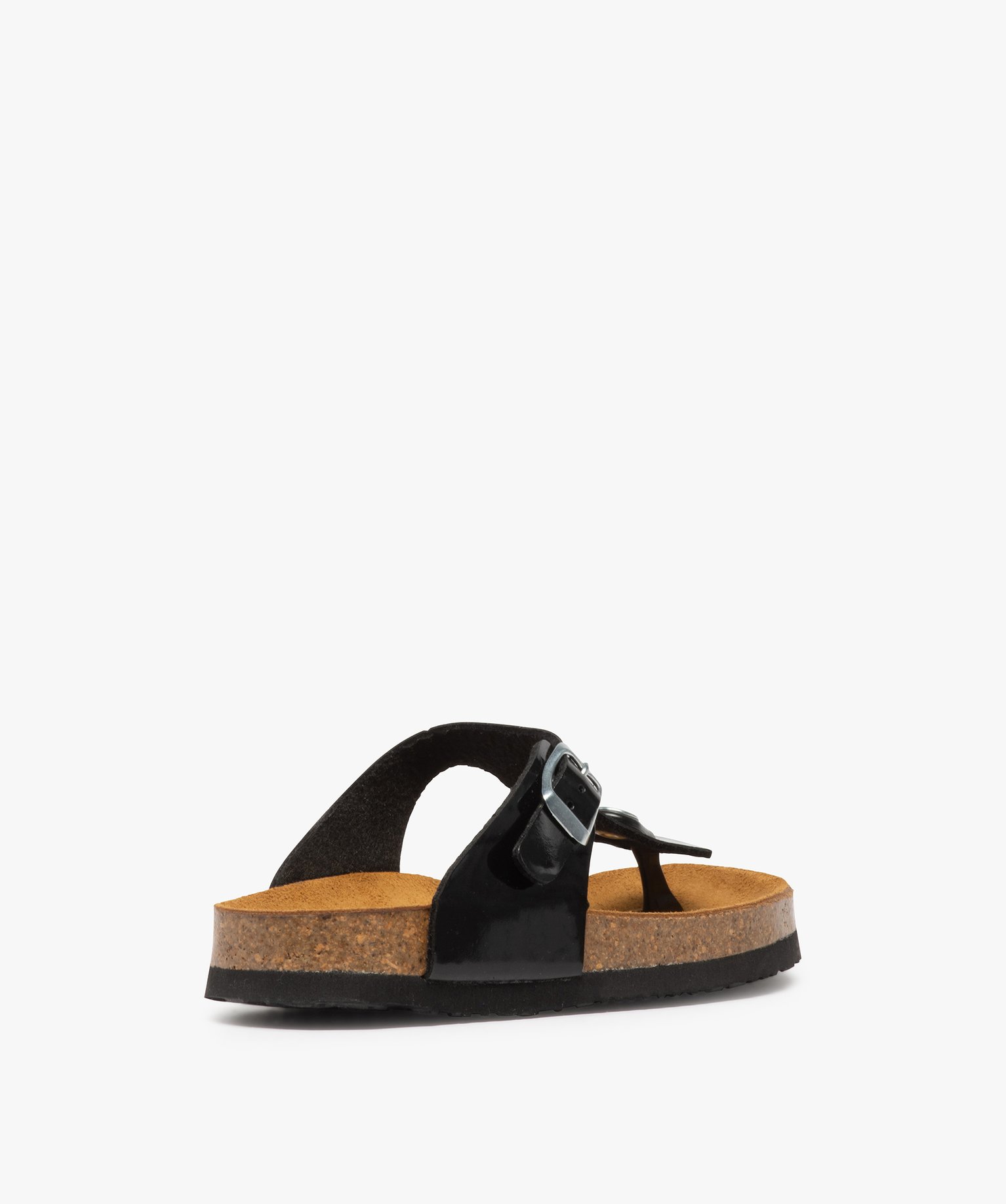 Sandales fille à entre-doigts et large bride en T ajustable noir | GEMO