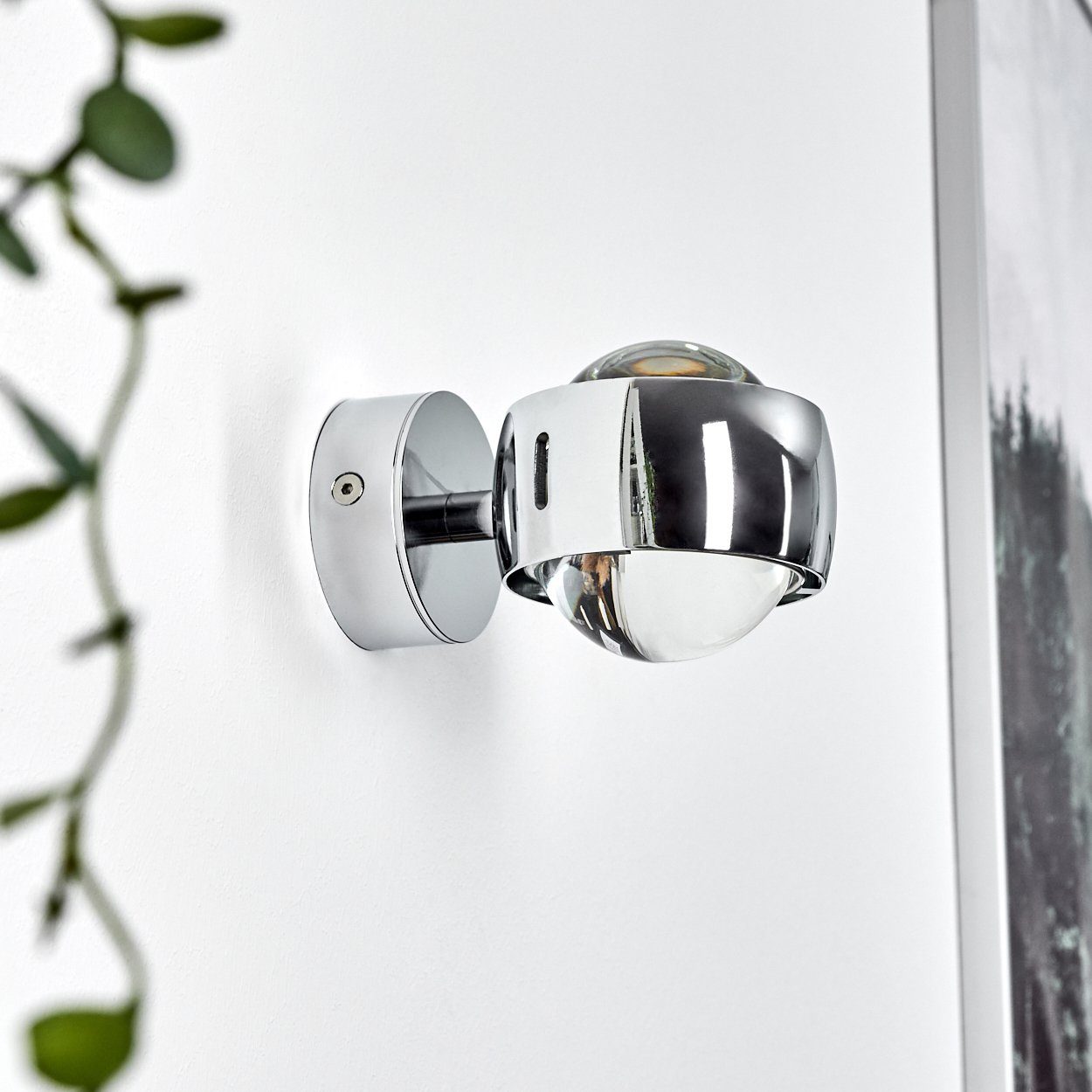 hofstein Wandleuchte Osacca Wand-Lampe, halbrunde Designer-Effektlampe in modernem chrom, ohne Leuchtmittel, mit Schlitzen, die Wandbeleuchtung funktioniert mit LED oder Halogen