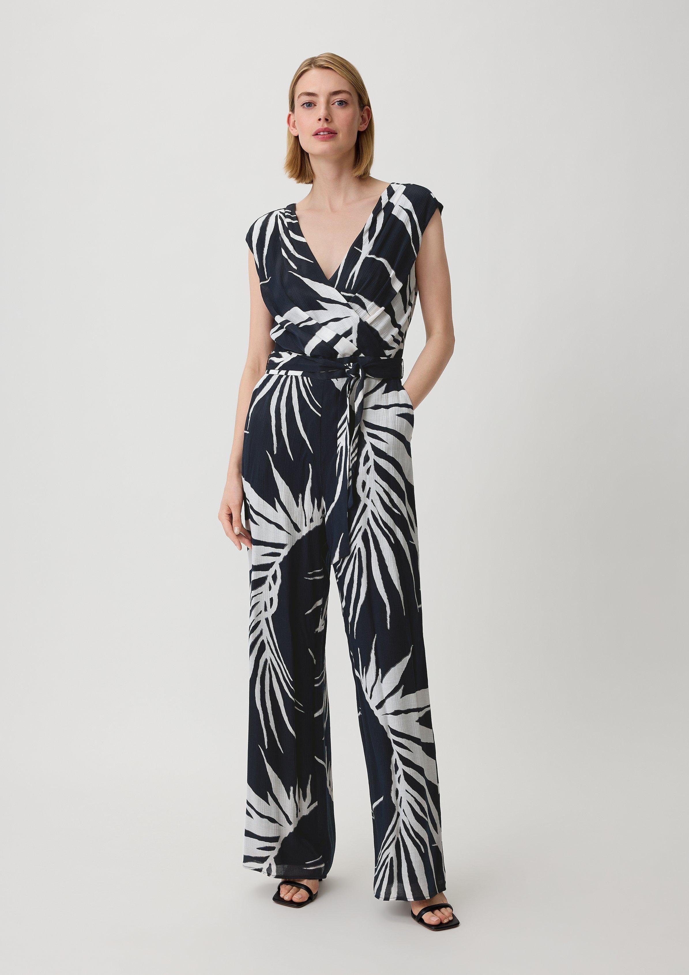Comma Overall Jumpsuit aus Viskosemix Teilungsnähte