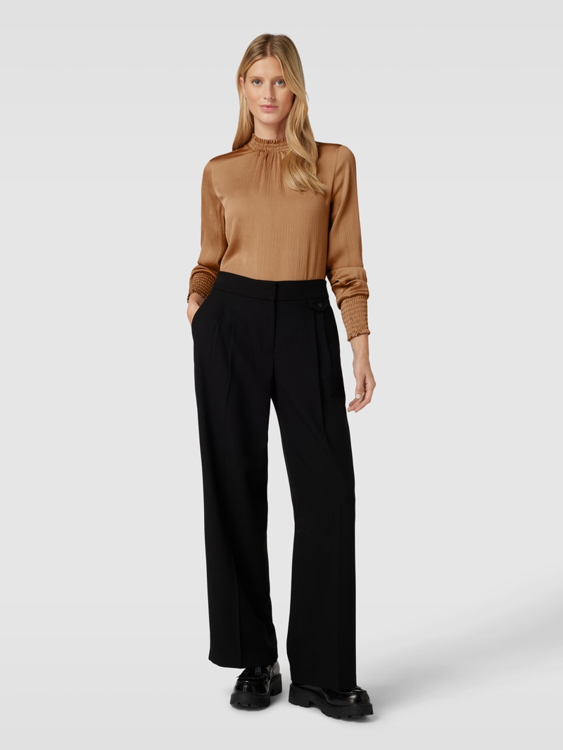 Blusenshirt mit elastischen Ärmelabschlüssen in camel