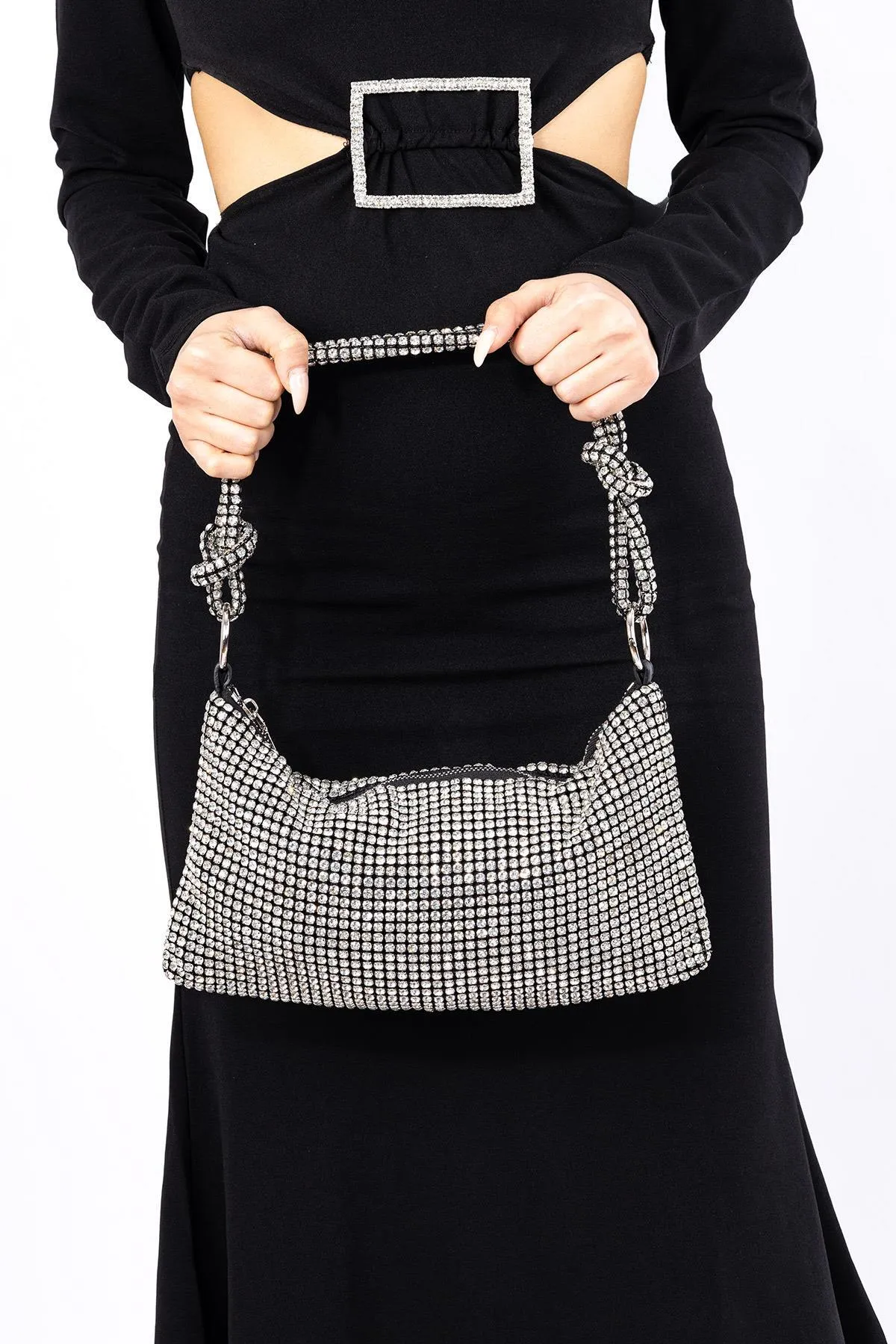 Getcho  Yanko Damen Abendtasche mit besticktem Griff aus Stein