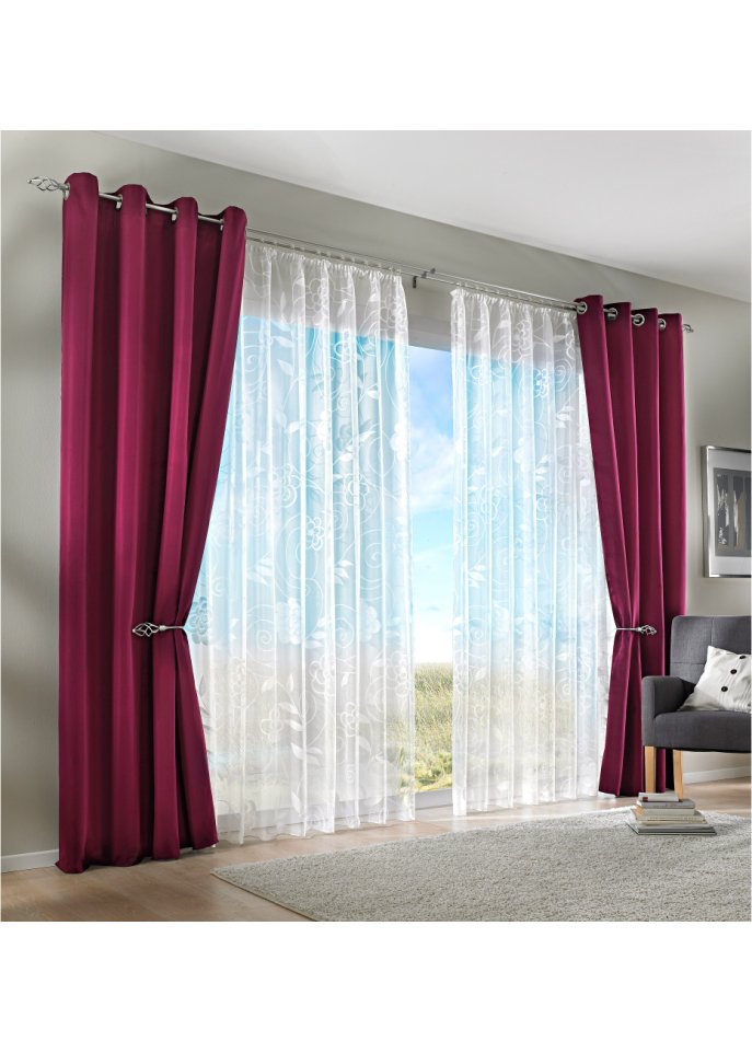 Jacquard Gardine mit Blumen