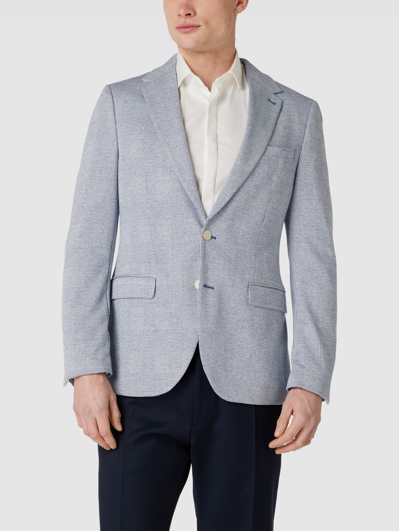 Slim Fit 2-Knopf-Sakko mit Glencheck-Muster in blau