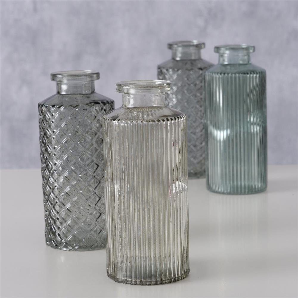 BOLTZE Tischvase Vase Panja (4er Set), Grün/Hellgrün, Höhe 14 cm, Durchmesser ca. 6 cm, aus Glas