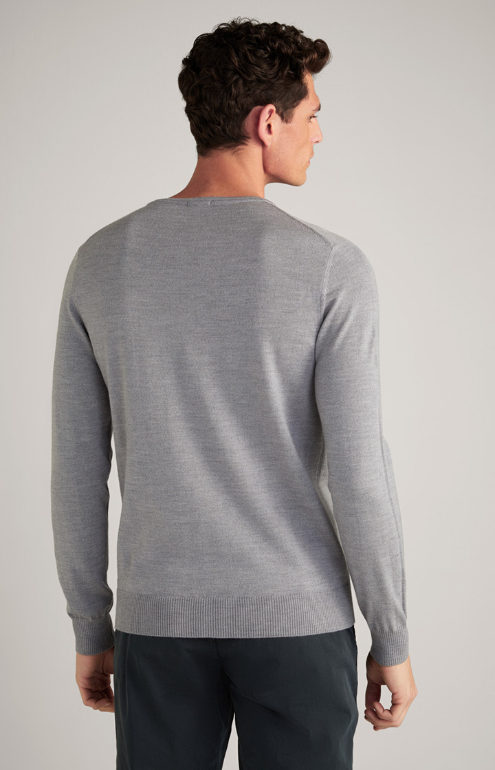 Merinowoll-Pullover Denny in Grau meliert