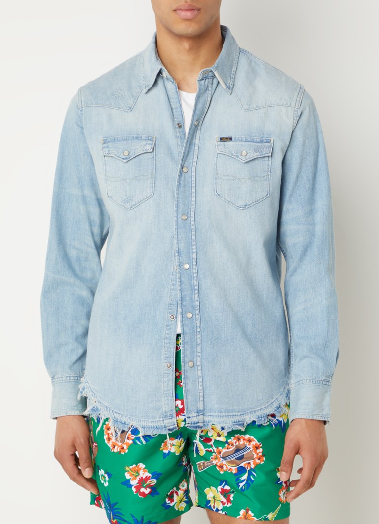 Ralph Lauren košulja od chambray tkanine regularnog kroja s džepovima na prsima i uništenom završnom obradom