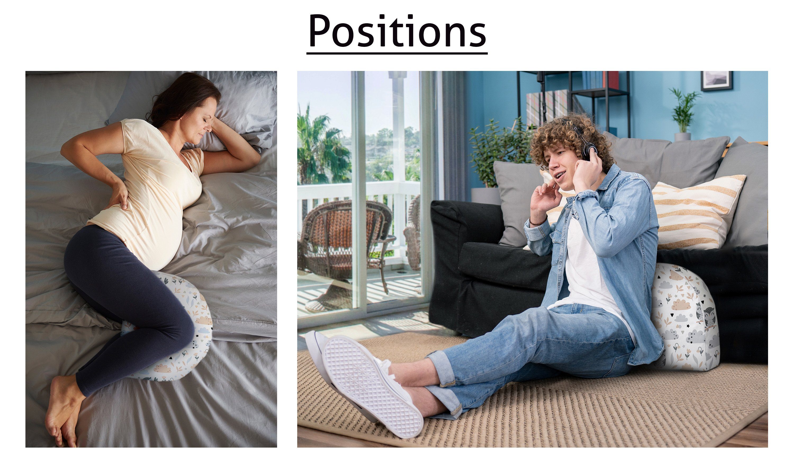Amilian Sitzkissen Amilian Kissen; Keilkissen; Kopfkissen; Rückenstützkissen; Sitzkissen; Beinkissen; Sitzerhöhung; Stillkissen; Pillow; Sitzkeilkissen; Nackenkissen für Kinder; Erwachsene; Seitenschläfer, Bezug 100% Baumwolle