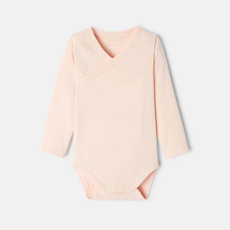 Lot de 3 bodies cœur croisé à manches longues en coton bio rose naissance Absorba