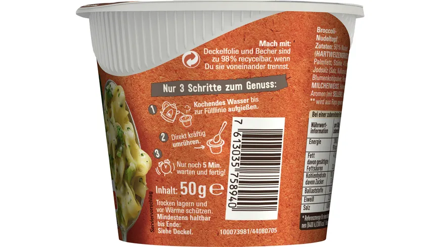 MAGGI 5 Minuten Terrine Broccoli Nudeltopf 50 g