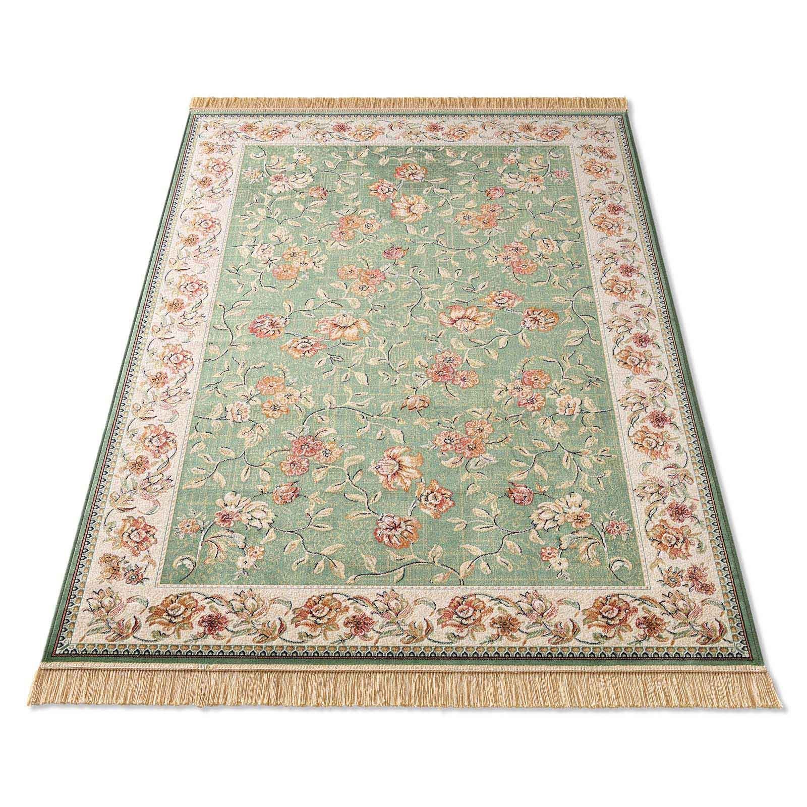 Teppich Palazzo Royal Antique Roses, TaraCarpet, rechteckig, Höhe: 6 mm, Rosen Seiden Optik rot Wohnzimmer Schlafzimmer Esszimmer 67x105