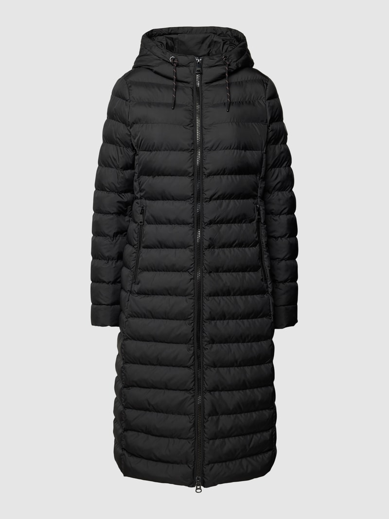Steppmantel mit Kapuze in schwarz