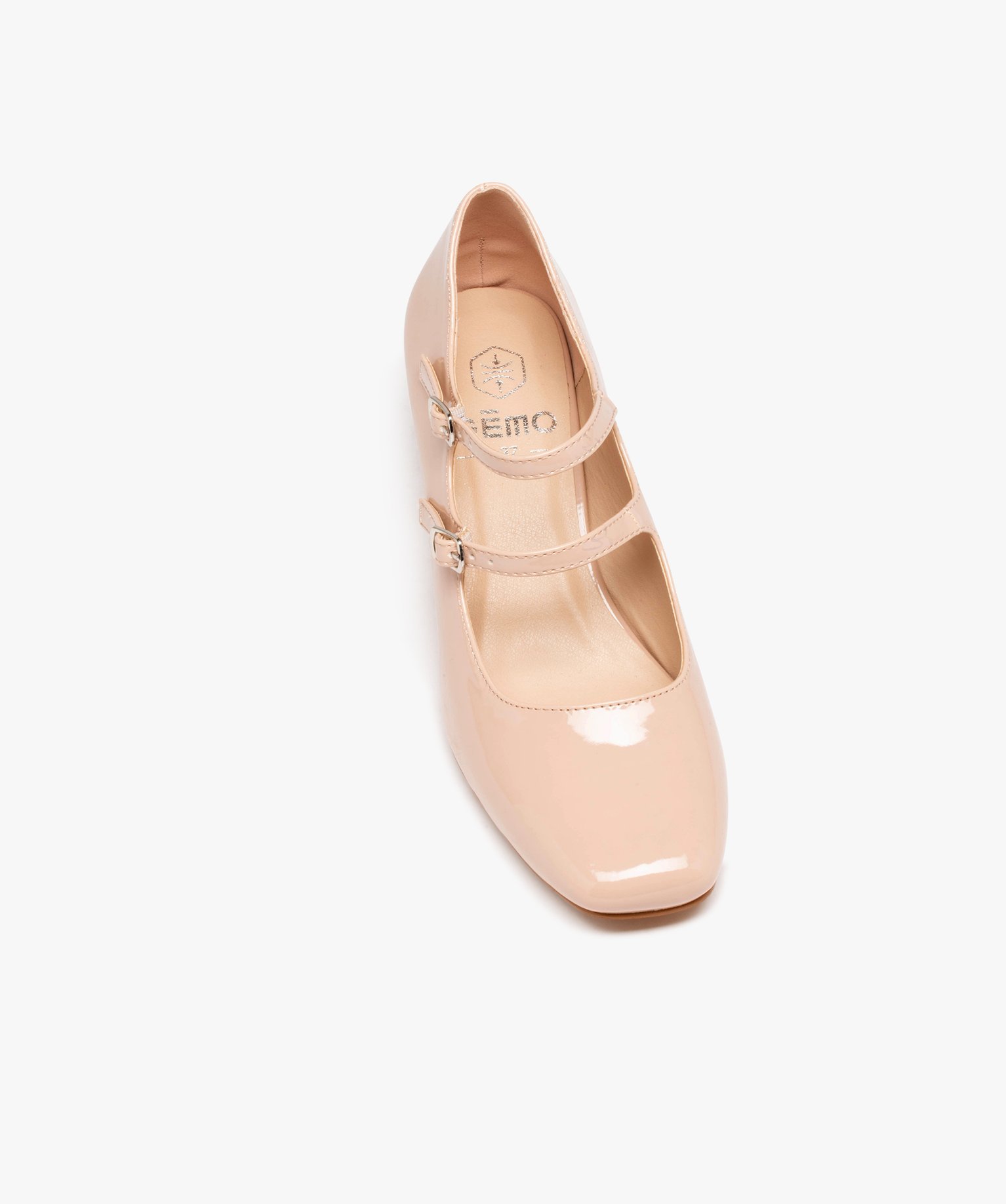 Escarpin verni avec double bride femme beige | GEMO