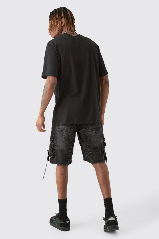 Tall schwarzes T-Shirt mit Worldwide Skelett-Print