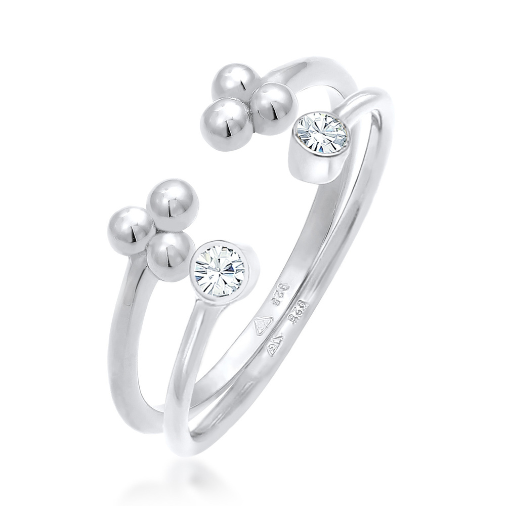 Elli Elli Bague Femmes Design Boule Set ouvert avec cristaux en argent sterling 925 Bague