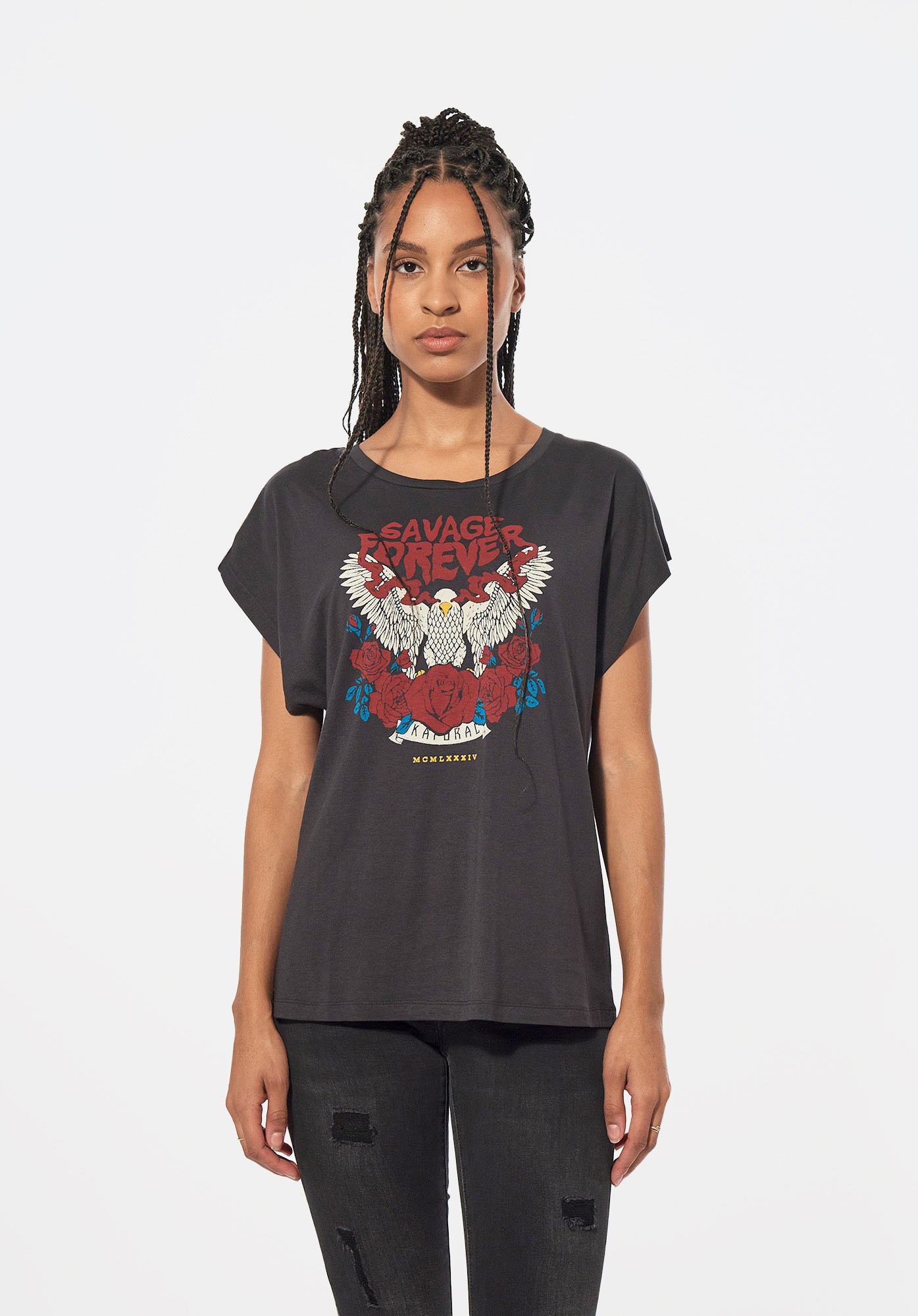 KANDI  T-shirt gris loose Femme