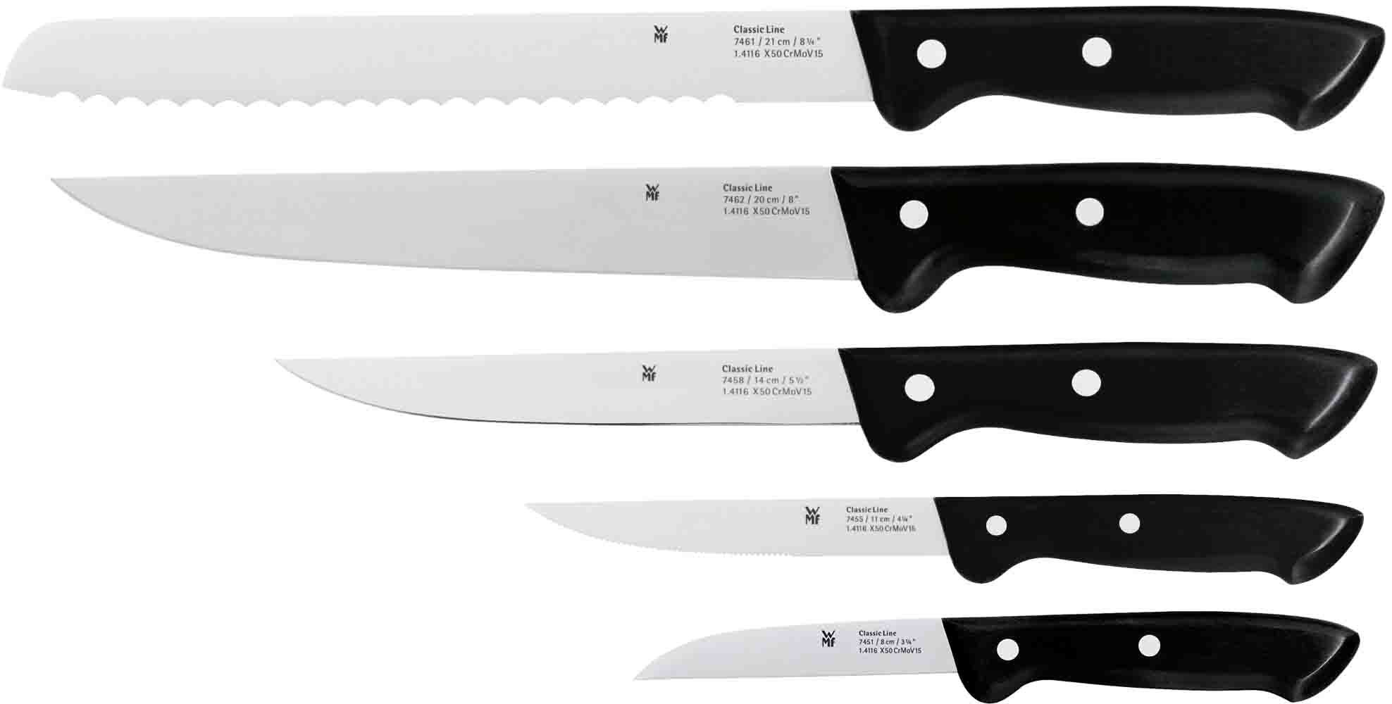 WMF Messerblock CLASSIC LINE (6tlg), Messerklingen aus Spezialklingenstahl