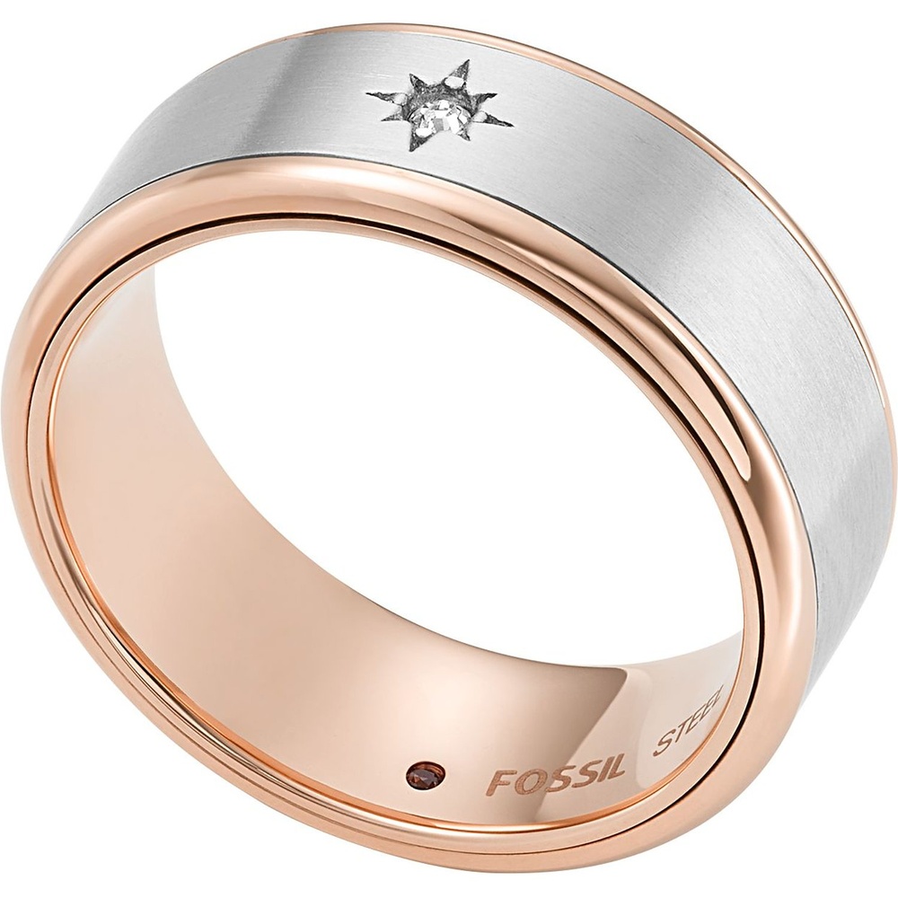 Fossil Bague pour hommes Acier inoxydable bicolore Bague