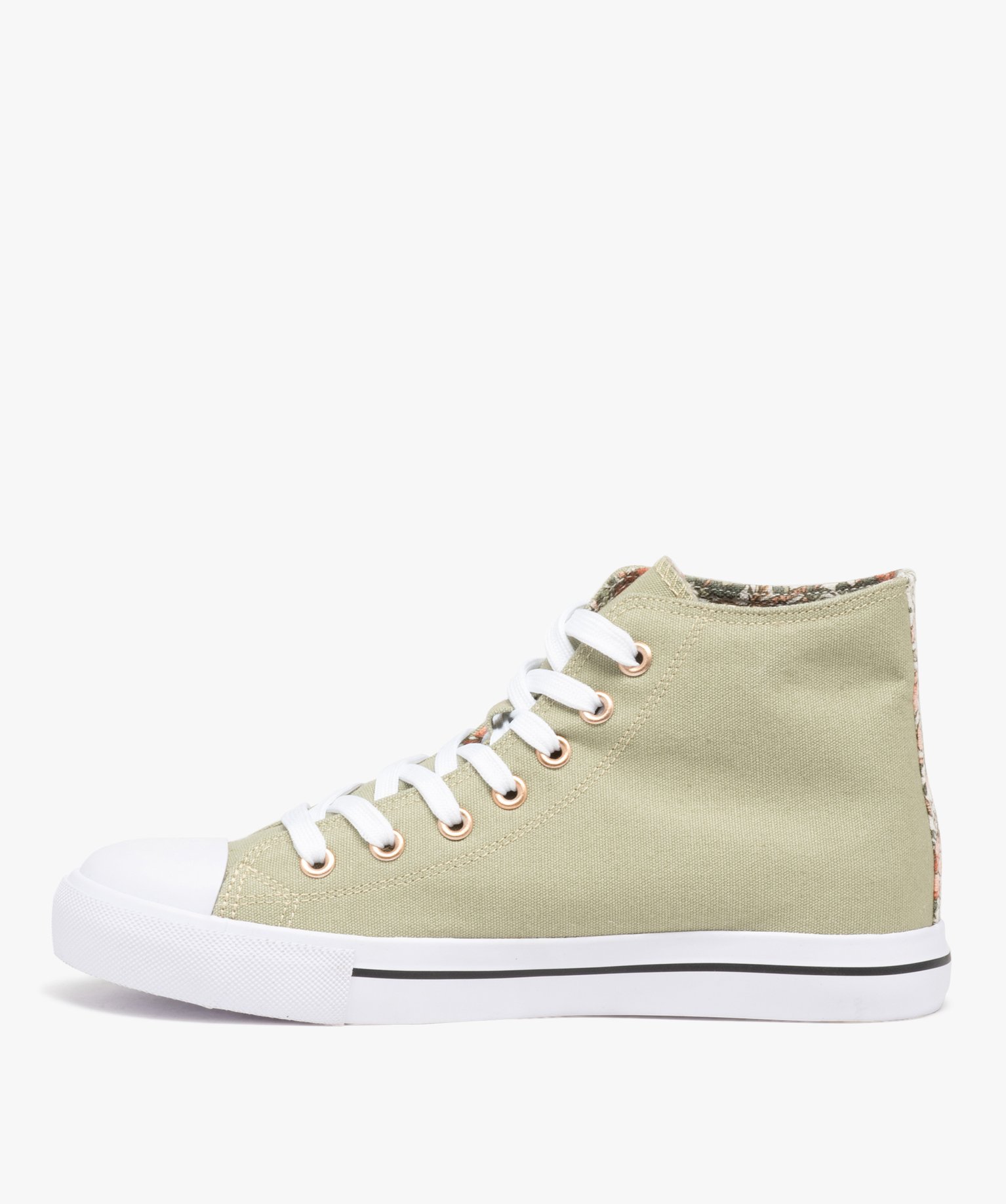 Baskets en toile montantes à bout renforcé femme vert | GEMO