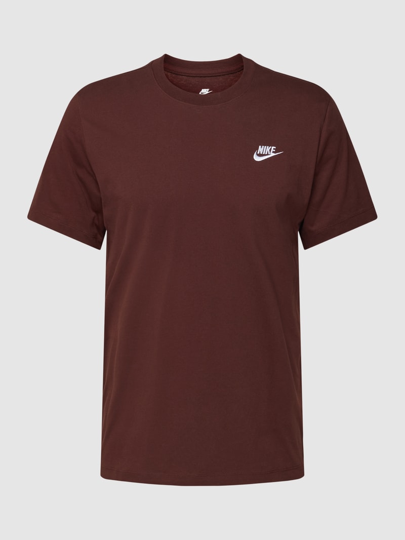 T-Shirt mit Logo-Stitching Modell 'CLUB' in haselnuss braun