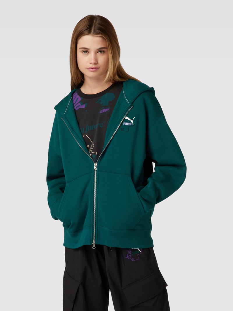 Sweatjacke mit Label-Stitching - PUMA X P&C* in dunkelgrün