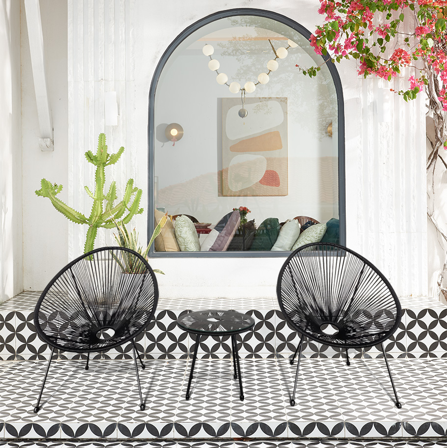 Happy Home Happy Home Bistro-Set 3 tlg. HGE53-SCH schwarz