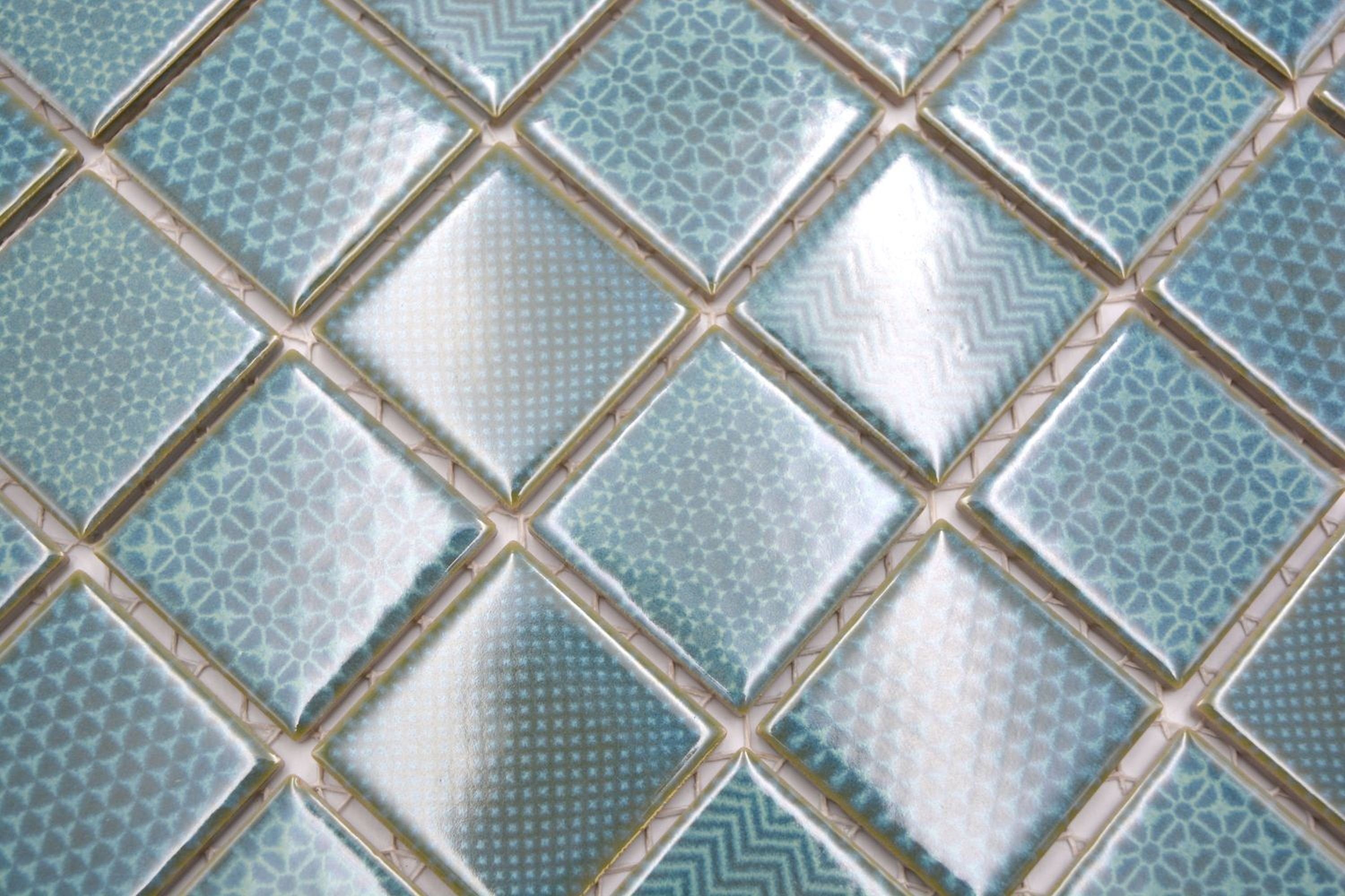 Mosani Mosaikfliesen Keramik Mosaik Fliese türkis grün BAD Pool Fliesenspiegel Küche
