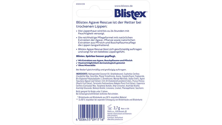 BLISTEX Lippenpflege Agave Rescue Intensive Care 3.7 g