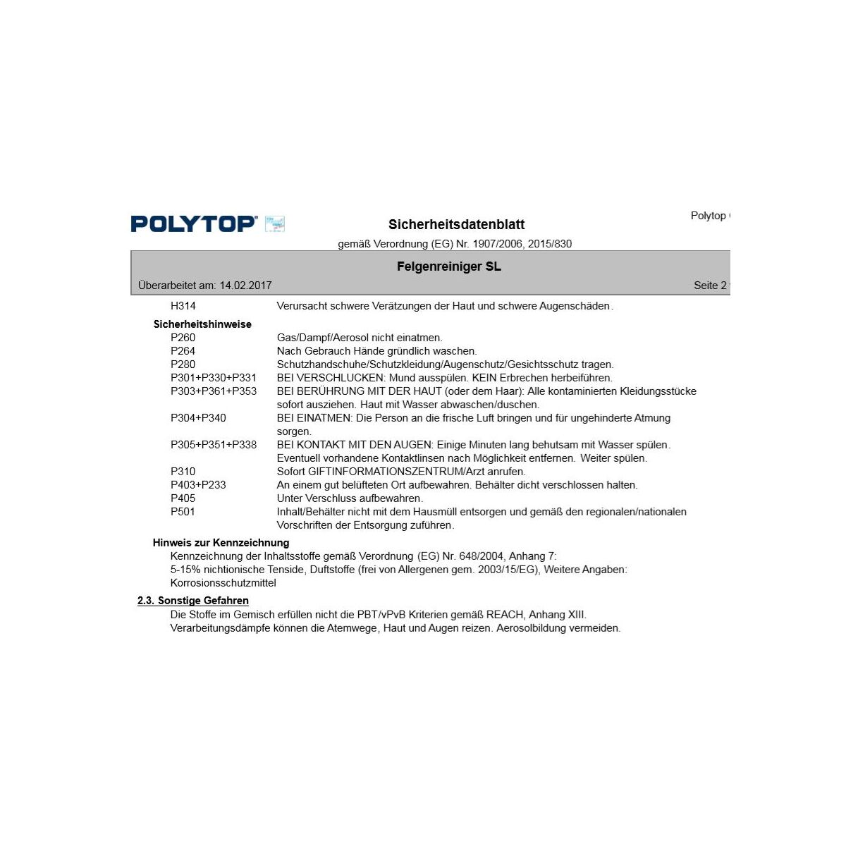 Polytop Felgenreiniger SL 25L