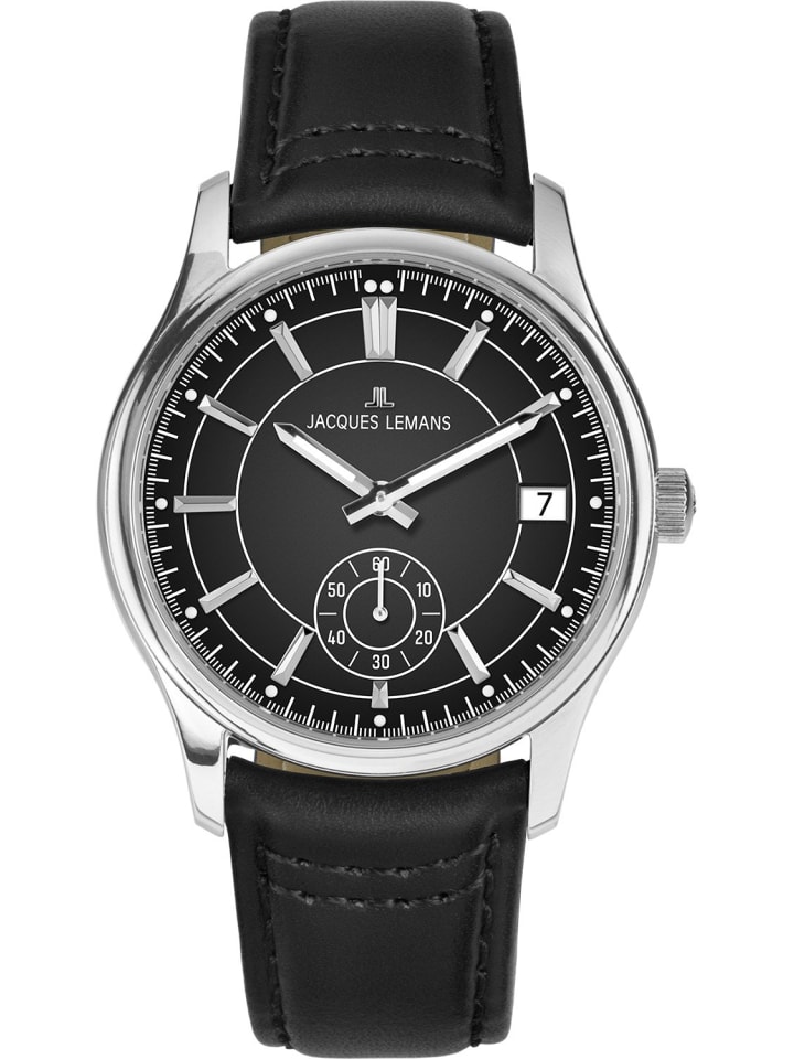 Jacques Lemans Herrenuhr Derby mit Lederband Schwarz günstig kaufen onesize