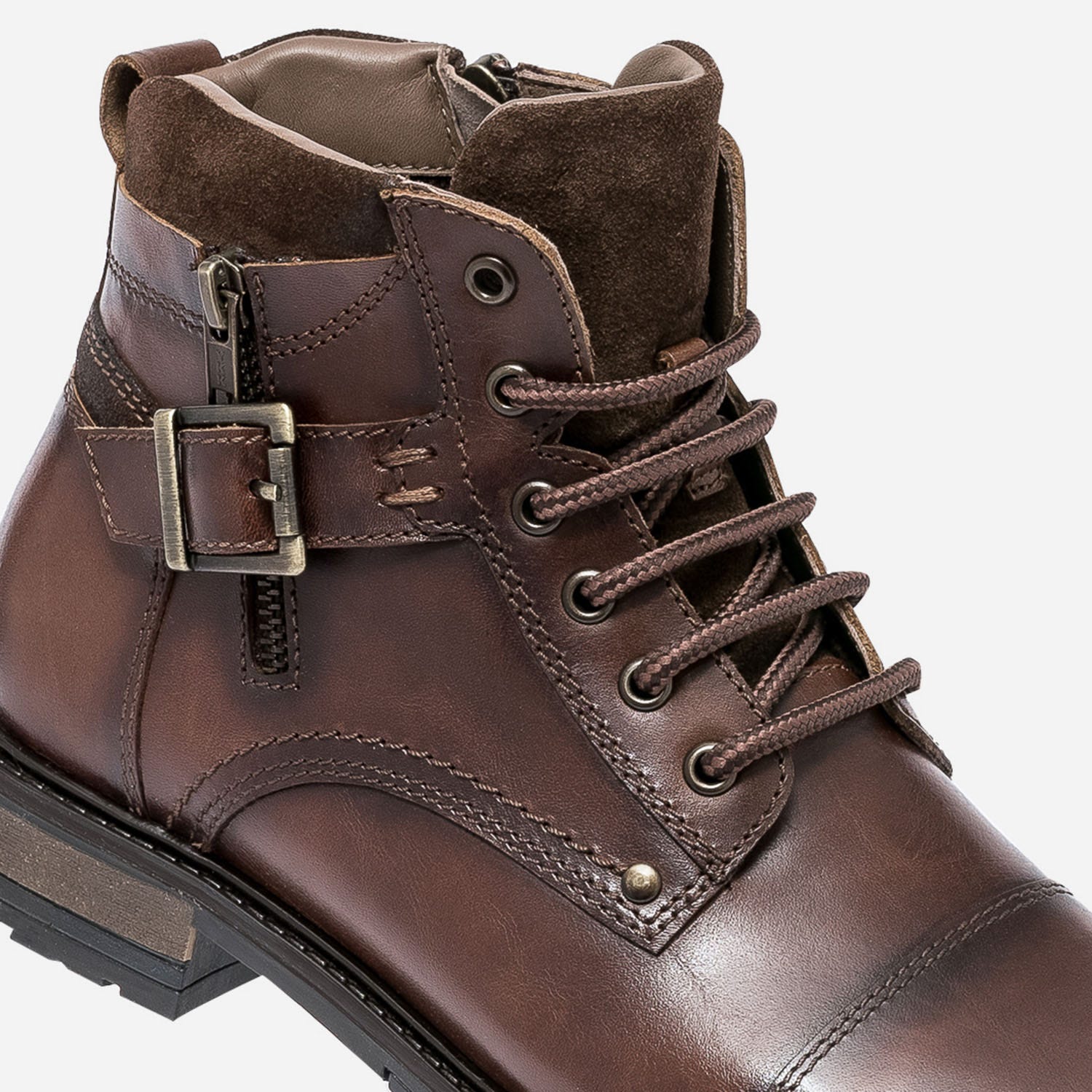 Boots à lacet marron en cuir