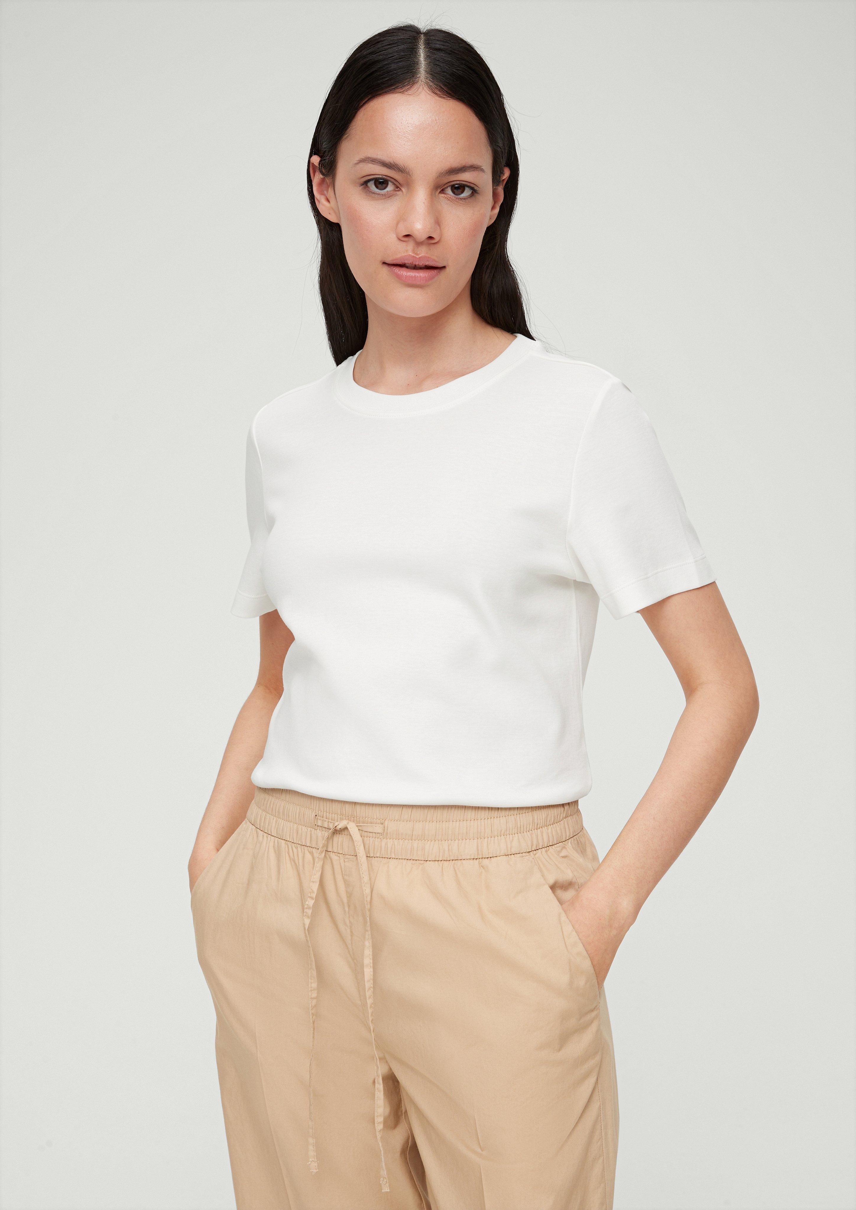 Leicht verkürztes Baumwollshirt  2132906-0210