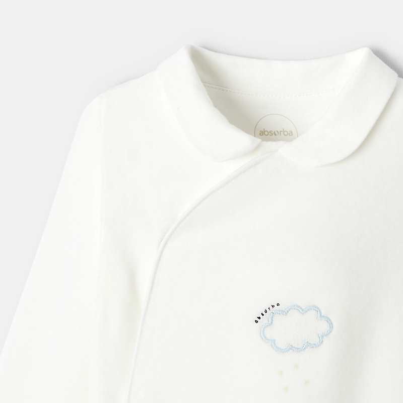 Dors-bien en velours brodé blanc naissance Absorba