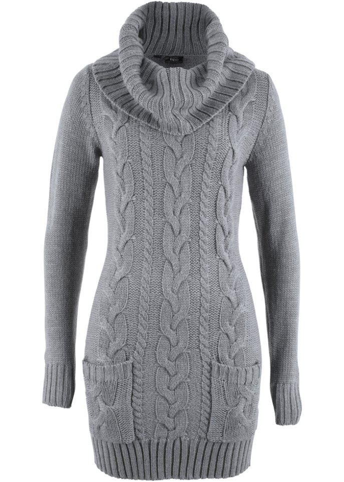 Strickkleid mit Rollkragen und aufgesetzten Taschen